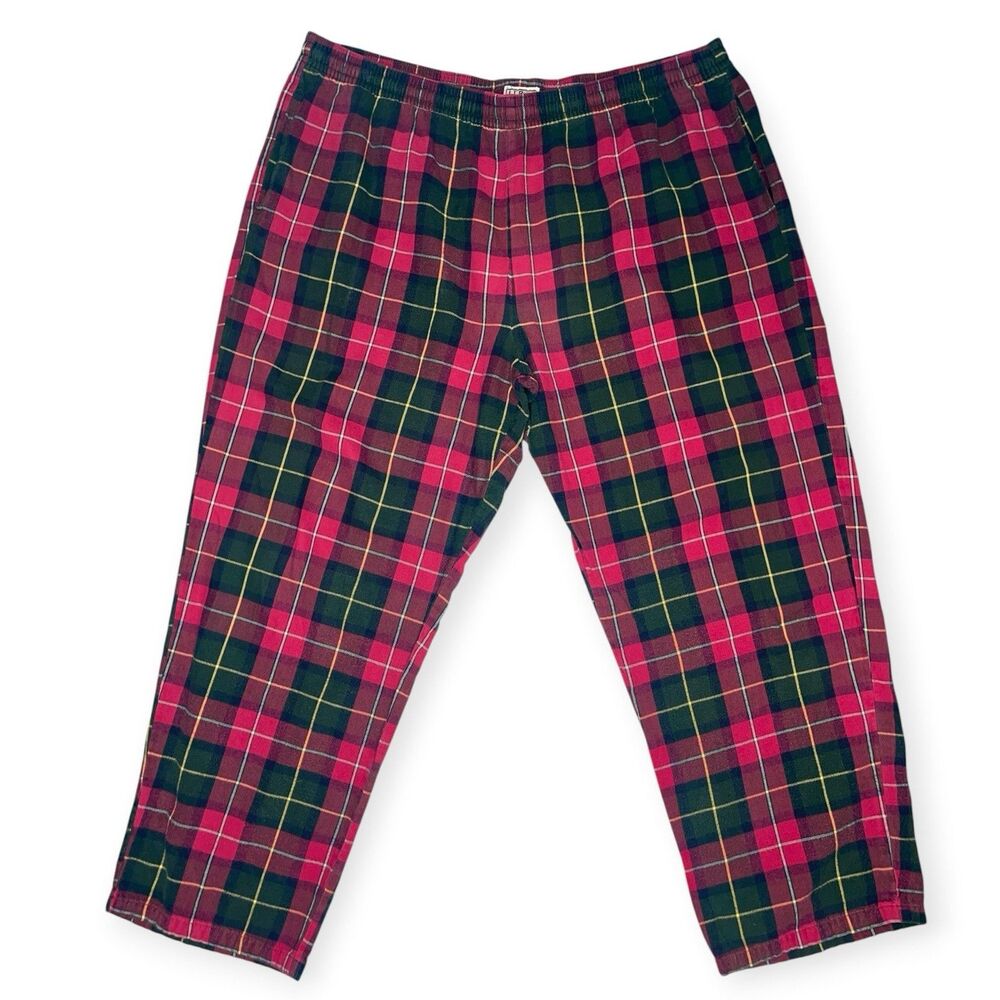 LL Bean Scotch Plaid Loungewear Pajama Pants Mens XXL Red Drawstring Holiday